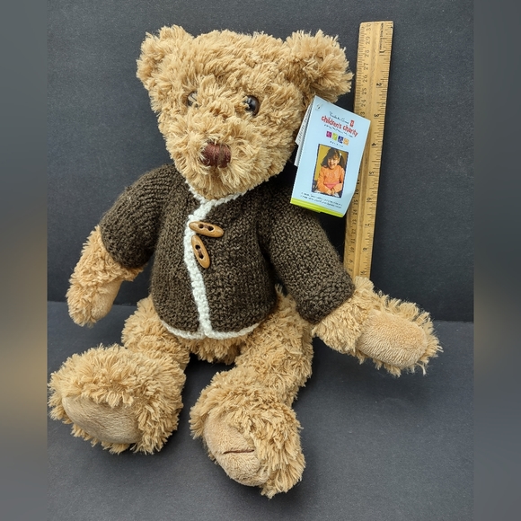 17" Charity Bear by President's Choice wearing a handsome brown cardigan - Picture 9 of 10